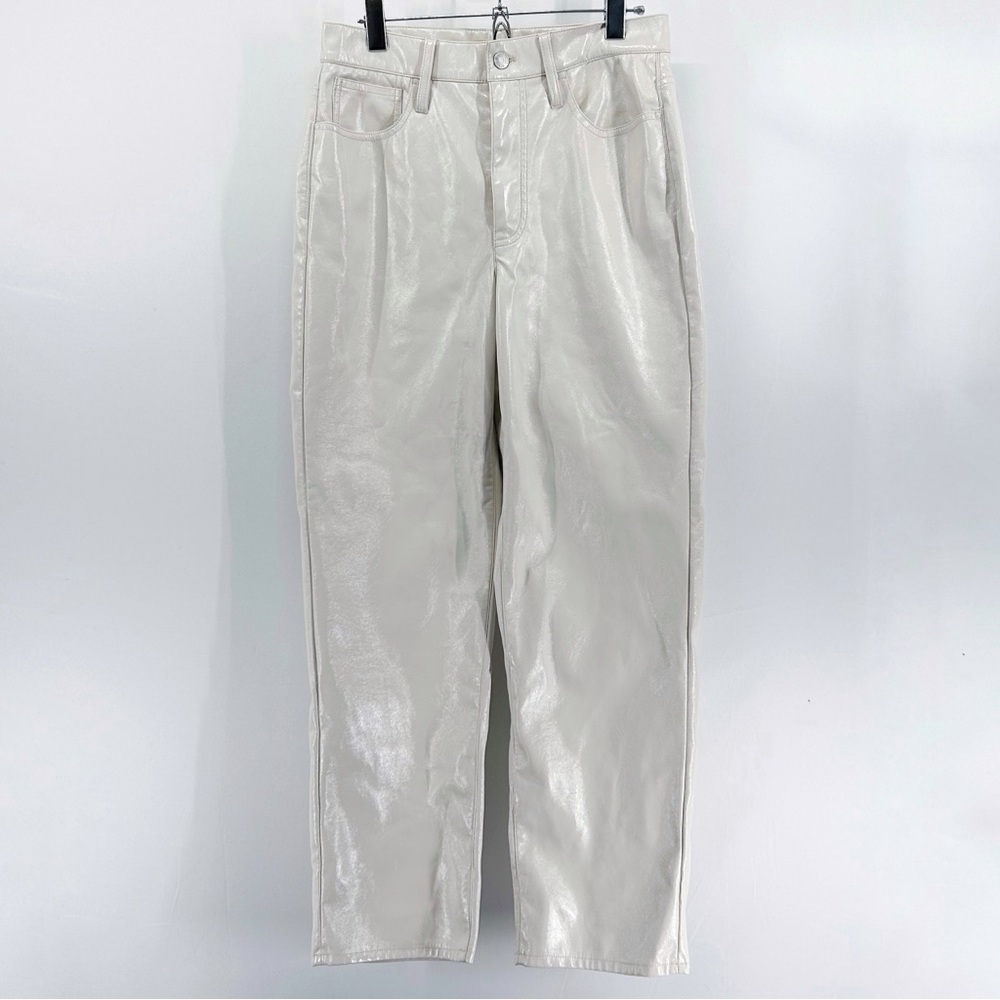 Madewell The Perfect Vintage Straight Jeans Cream Faux Leather High rise Size 27